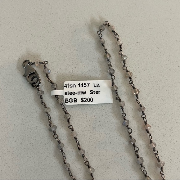 One of a kind faceted Labradorite stone beaded 32” necklace. - Picture 6 of 11